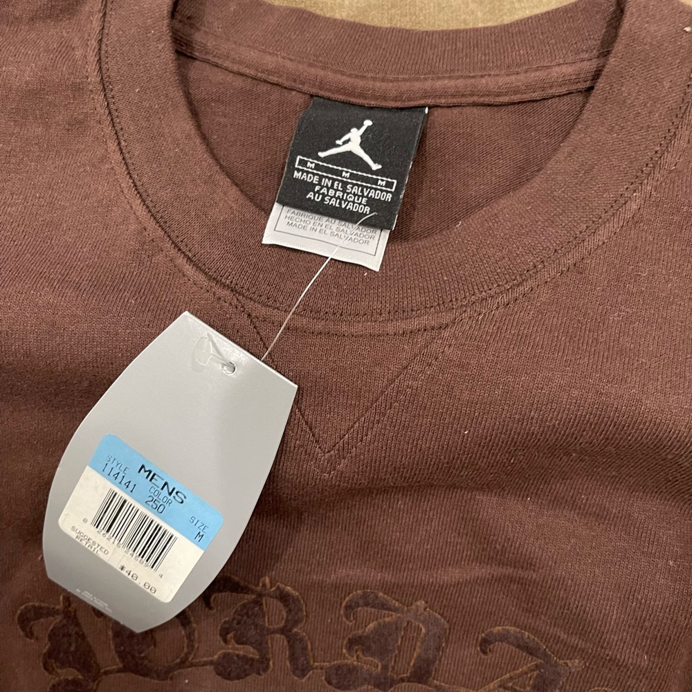 NIKE AIR JORDAN PULLOVER 100% HEAVY COTTON FABRIC BROWN/LIGHT-BROWN SIZE MEDIUM